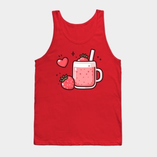 Kawaii Strawberry Drink with a Heart | Design for Kawaii Food Art Lovers Tank Top